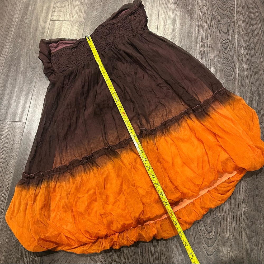 Brown and Orange Strapless Dress - Picture 4 of 4